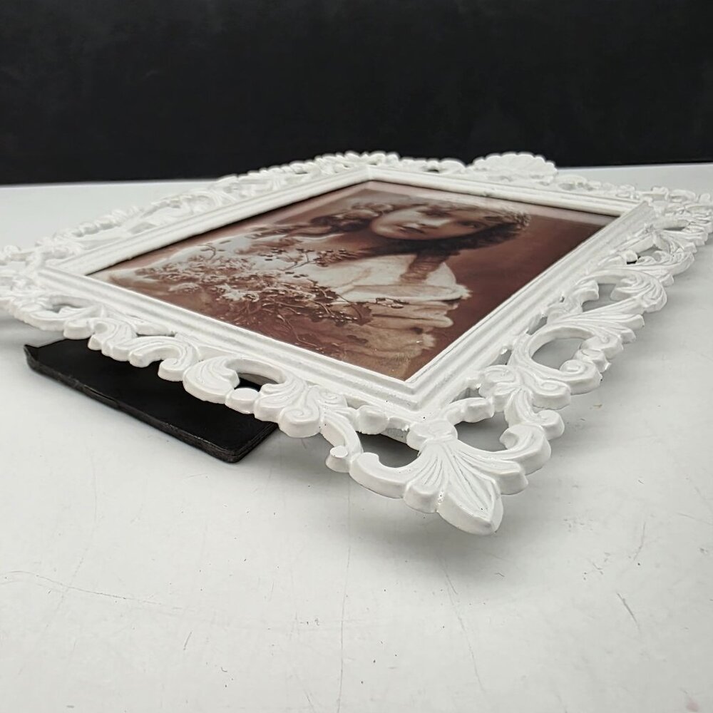 Vintage White Painted Metal Ornate Photo Frame Victorian Style 5x7 Inches - Picture 10 of 11
